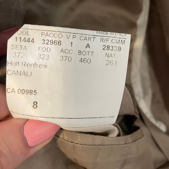 Canali Men's Single-Breasted Wool-Linen Taupe Blazer, US 36 / EU 52 - Picture 12 of 13